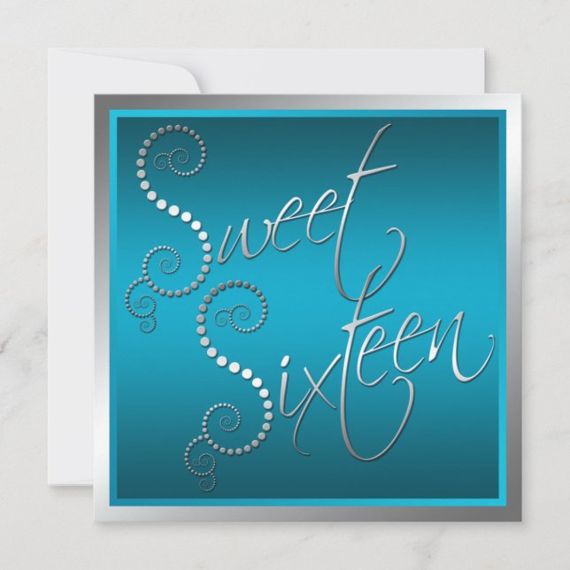 Invitation au Sweet sixteen de perles Turquoises e (Devant)