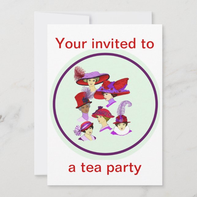 Invitation au Tea Party, dames aux casquettes roug (Devant)