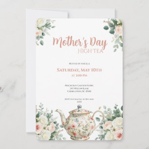 Invitation au thé de la fête des mères Floral Tea 