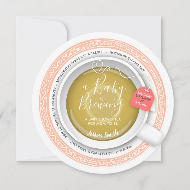 invitation au thé Tea party Baby Brewing (Devant)