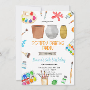 Invitation au thème de fête de peinture de poterie