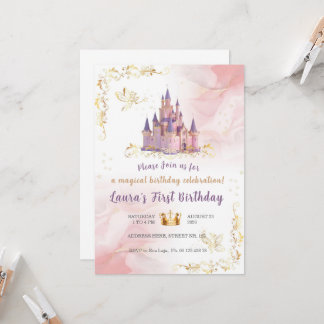Invitation au thème de petite princesse. Fête pour