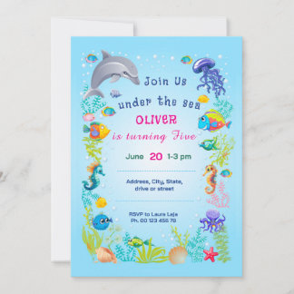 Invitation au thème sous la mer. Fête pour enfants