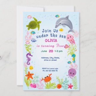 Invitation au thème sous la mer. Fête pour enfants