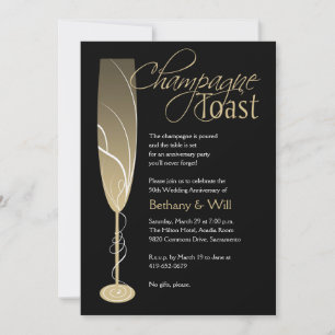 Invitation au toast Champagne d'or