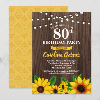 Invitation au tournesol 80e anniversaire. Tout âge