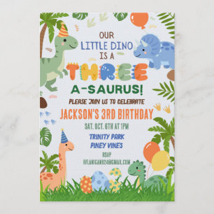 Invitation au troisième anniversaire de Dinosaur T