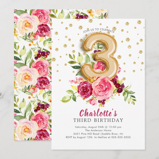 Invitation au troisième anniversaire de la florais (Devant / Derrière)