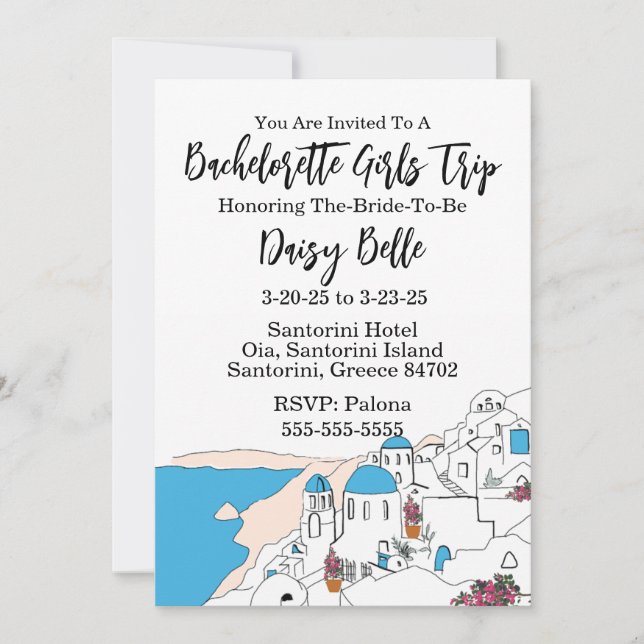 Invitation au voyage de filles à Santorin pour l'e (Devant)