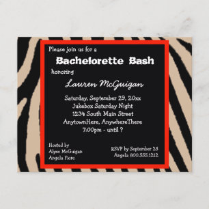Invitation au Zebra Stripes Bachelorette Party