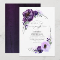 Aubergine Purple Floral Botanique Moderne Annivers