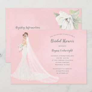Invitation Auburn Bride dans Lace Gown Élégante Fête des mari