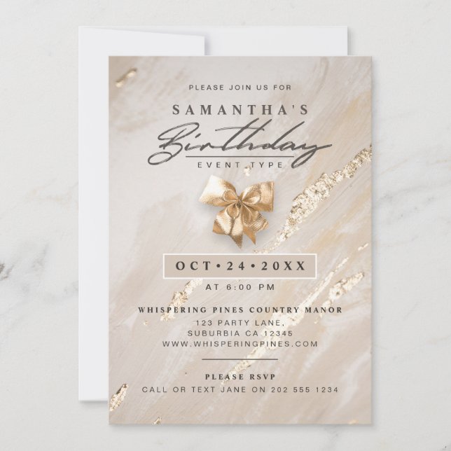 Invitation AUCUN ÂGE Moderne Élégant Faux Gold Foil Anniversa (Devant)