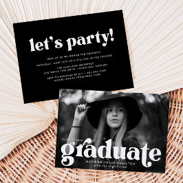 Invitation Audacieuse Typographie Photo Graduation Party