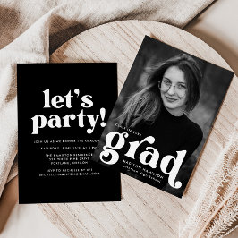 Invitation Audacieuse Typographie Photo Graduation Party