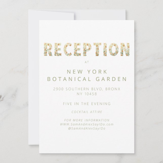 Invitation Audacieux Boho Floral Verdure Réception de mariage (Devant)