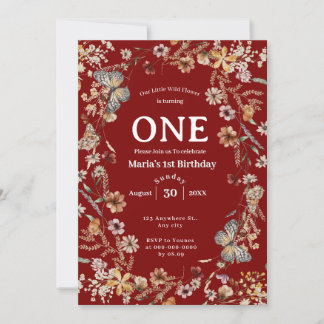 Invitation Audacieux Fleur sauvage Rustique Floral Baby Anniv