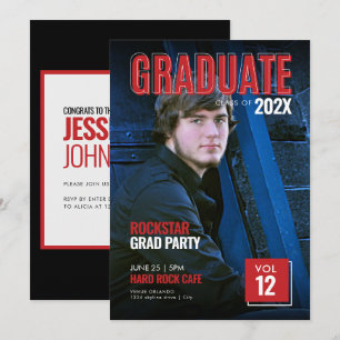 Invitation Audacieux Red Magazine Couverture Grad Party Invit