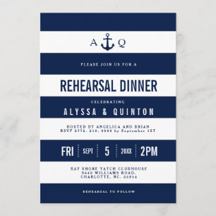 Invitation Audacieux Thème Nautique Répétition Dîner Invitati