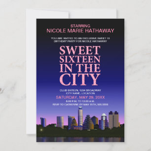 Invitation Austin Skyline Sweet sixteen