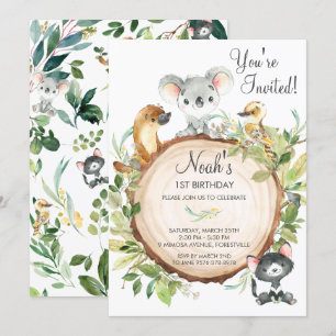 Invitation Australian Animaux mignonette Koala 1er anniversai