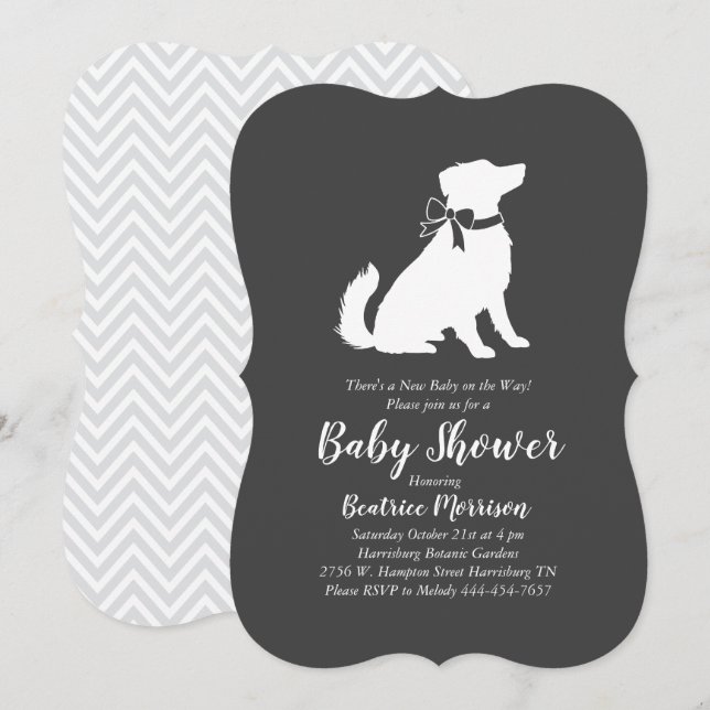 Invitation Australian Shepherd Baby shower genre neutre (Devant / Derrière)