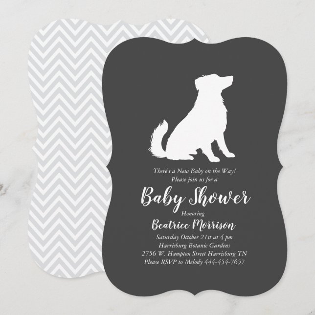 Invitation Australian Shepherd Baby shower genre neutre (Devant / Derrière)