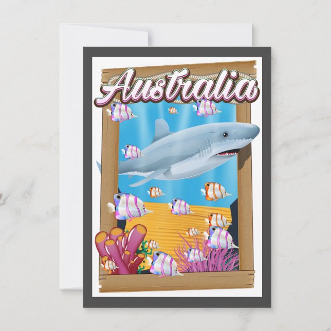 Invitation Australie poster de voyage de requins sous-marins (Dos)