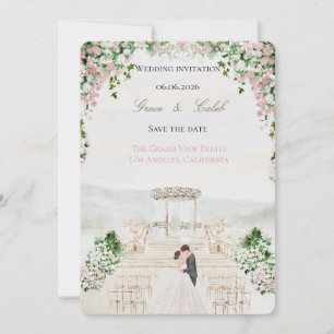 Invitation Autel de jardin Illustration & Arche de mariage