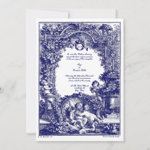 Invitation Autel Rococo 1771 avec guirlandes florales et chér