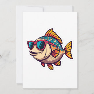 Invitation Autocollant de poisson funky avec lunettes de sole