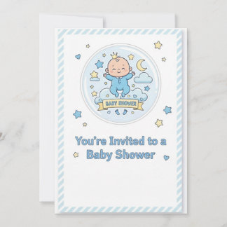 Invitation Autocollant pour baby shower pour garçon