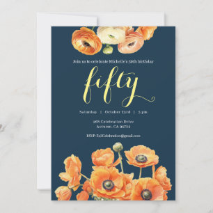 Invitation Automne 50e anniversaire fête Orange Blossom