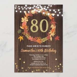 Invitation Automne 80e anniversaire d'action de grâce couronn