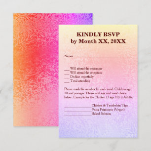 Invitation Automne Abstrait Shimmer rose violet menu RSVP