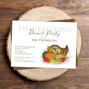 Invitation Automne Aquarelle Thanksgiving Dîner Personnalisé
