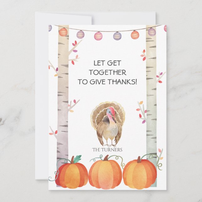 Invitation Automne Arbres Citrouille Turquie Thanksgiving Par (Devant)
