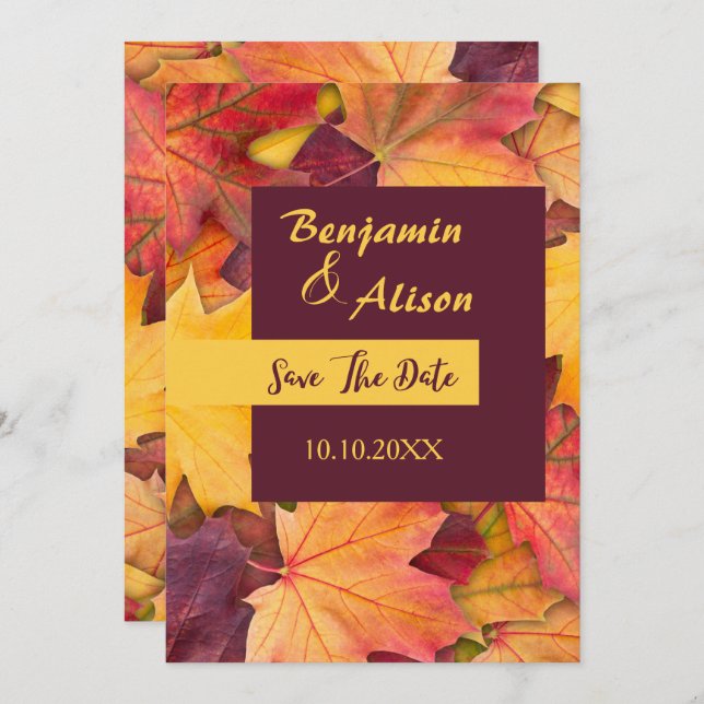 Invitation Automne automne feuille d'érable mariage enregistr (Devant / Derrière)