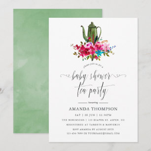 Invitation Automne - Automne Floral Baby shower Tea Party
