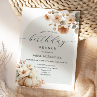 Invitation Automne Automne Floral Citrouille Femme Anniversai