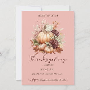 Invitation Automne Automne Floral Citrouilles Thanksgiving Dî