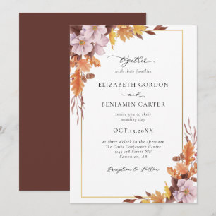 Invitation Automne Automne Floral Mariage Élégant Foliage Scr
