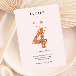 Invitation Automne Automne Jardin Floral 4e anniversaire Esth