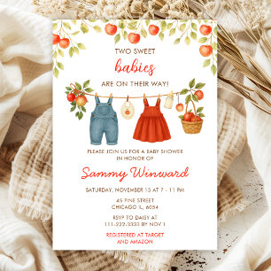 Invitation Automne Automne Pomme Vêtements Ligne Jumeaux Baby