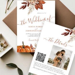 Invitation Automne automne QR code boho mariage botanique