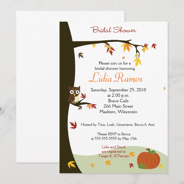Invitation Automne Automne Thème Fête des mariées (Devant / Derrière)