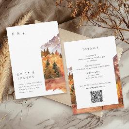 Invitation Automne Automne tout en un RSVP QR Code Mariage
