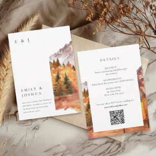 Invitation Automne Automne tout en un RSVP QR Code Mariage