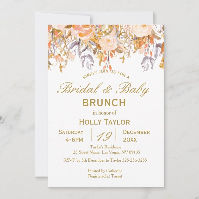 Invitation Automne Baby shower et Fête des mariées combinés (Devant)