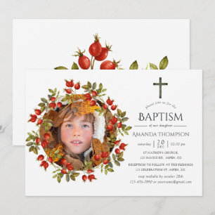 Invitation Automne - Baptême ou Christening Aquarelle